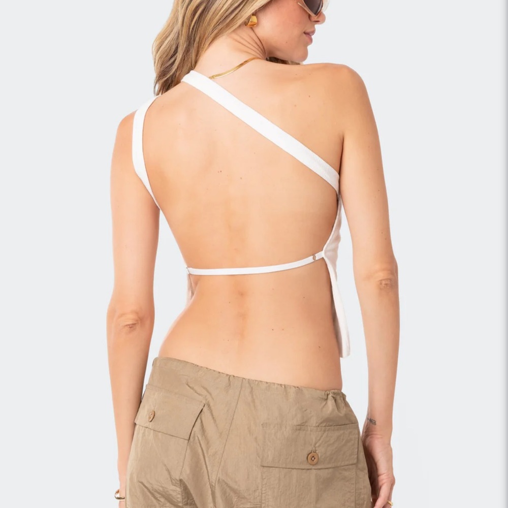 Pull & Bear One Shoulder Cropped Open Back Top